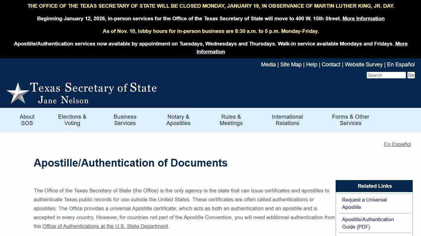 Apostille/Authentication of Documents